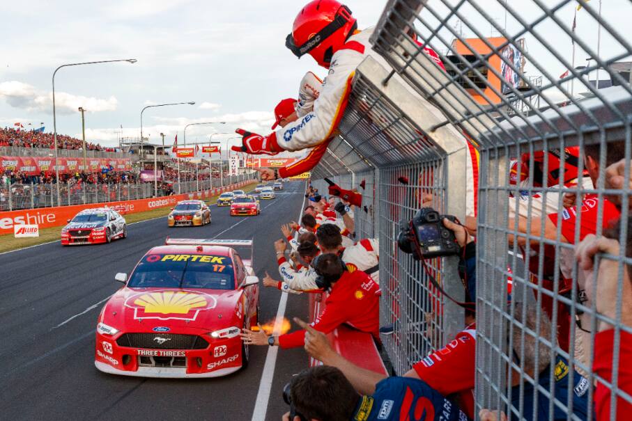 DJR Team Penske's Scott McLaughlin captured the victory in Virgin Australia Supercars action. DJR Team Penske's Scott McLaughlin captured the victory in Virgin Australia Supercars action.